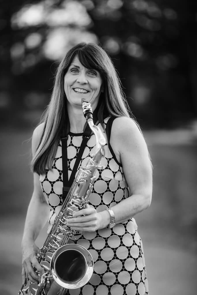 Dorothy of NI Saxophone Quartet with Sax B&amp;W